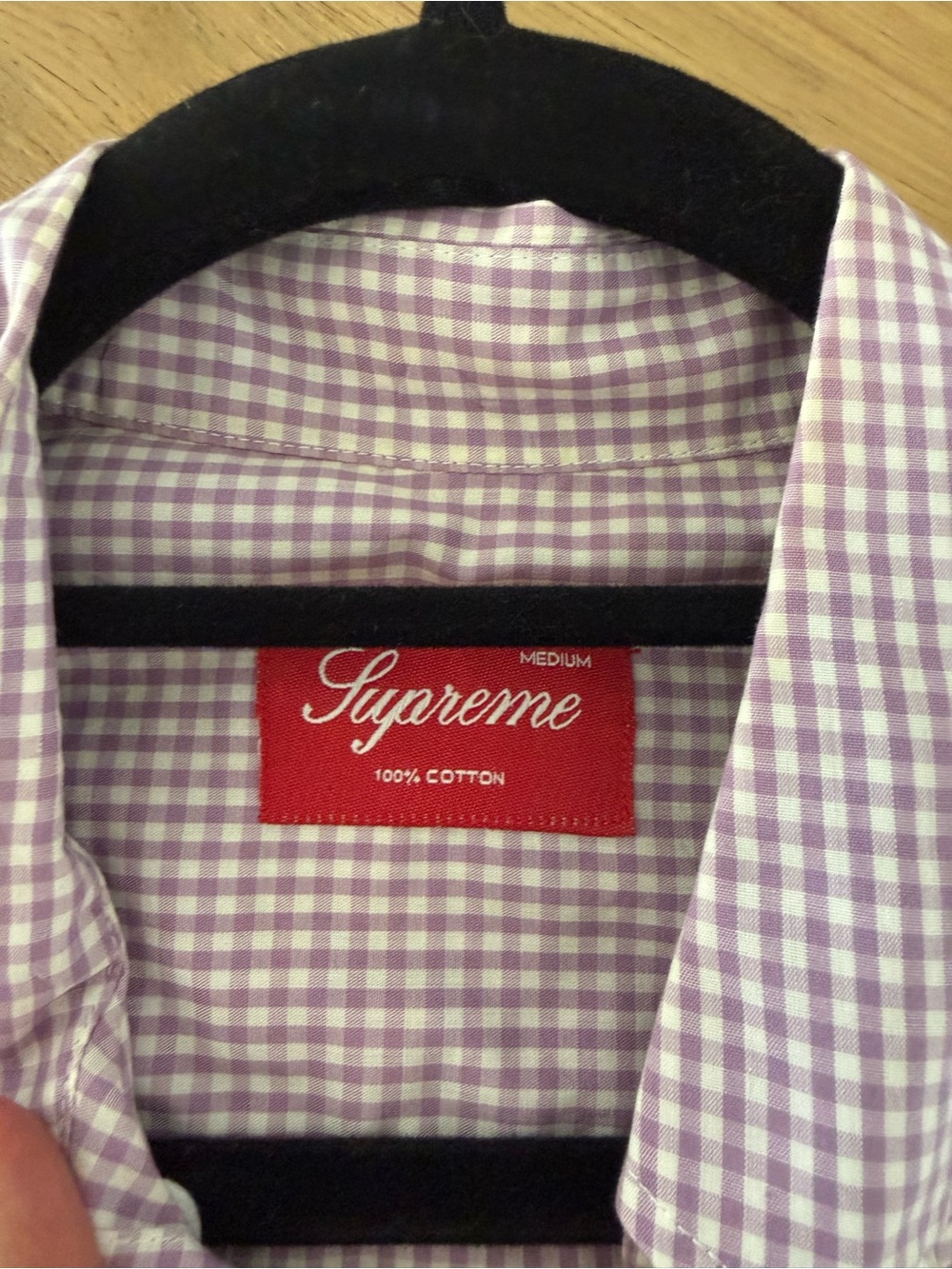 Supreme Men's lavender and white Gingham Cotton Shirt M